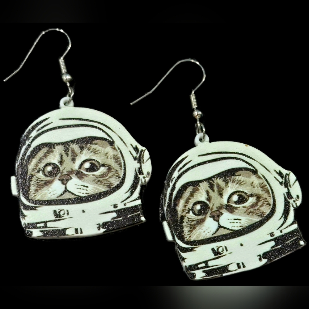 Astronaut Cat Earrings